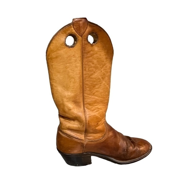 Vintage Wrangler Cowboy Western  Brown Boots Men's SZ 8.5D Tan Leather - Picture 4 of 9